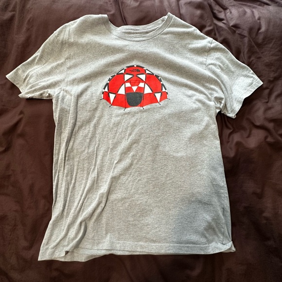 The North Face Gray Tee with Red Graphic - Picture 1 of 3